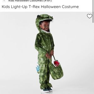 Pottery Barn Kids T-Rex dinosaur costume and treat bag. Size 4-6